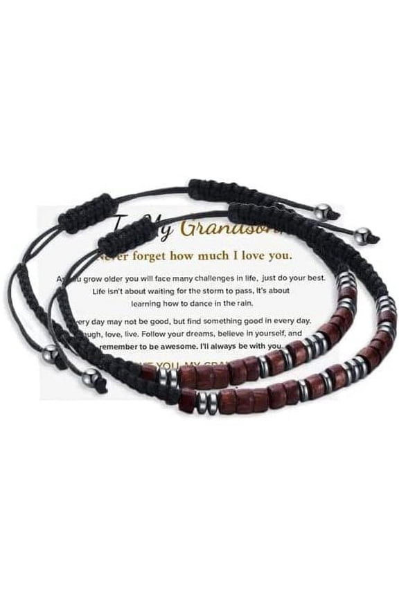 My Grandson,I Love You Morse Code Bracelet,Personalized Mens Bracelet,Inspirational Morse Code Bracelets for Couples Braided Beaded Silk Adjustable Wristband Bracelet Jewelry Gift