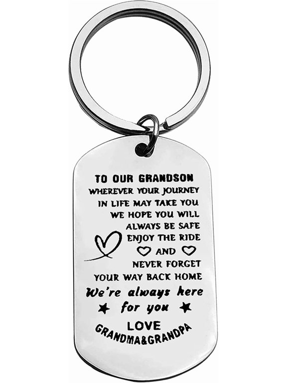 Grandson Keychain Christmas Birthday Gifts for Grandson Graduation Gifts Inspirational Gift Fathers Day Valentines Day Gift from Grandma Grandpa