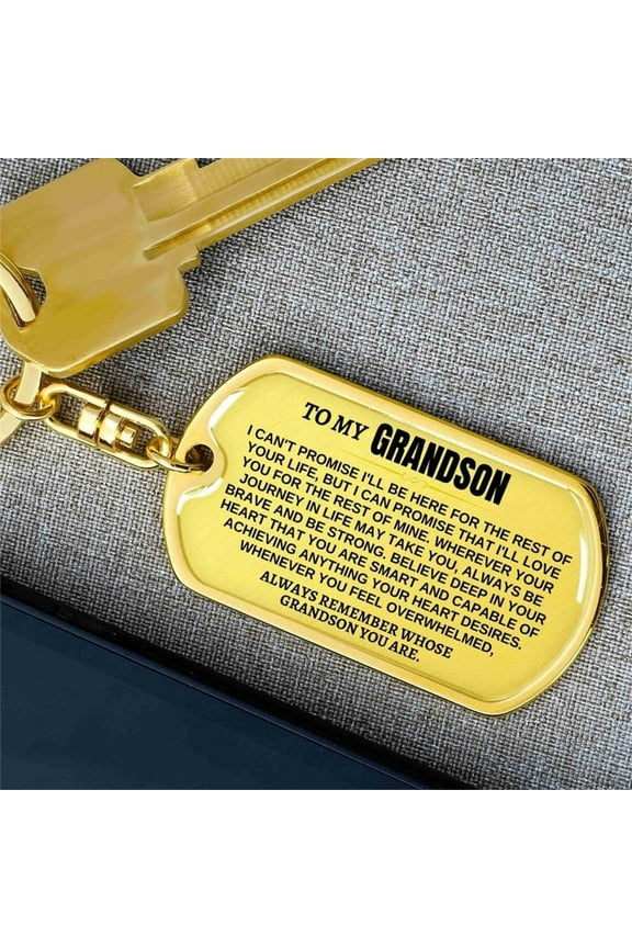To My Grandson Keychain, Usavan Personalized Engraved Keepsake Gift for Grandchild, Acrylic Heart Key Ring with Message from Grandpa Grandma Birthday Graduation