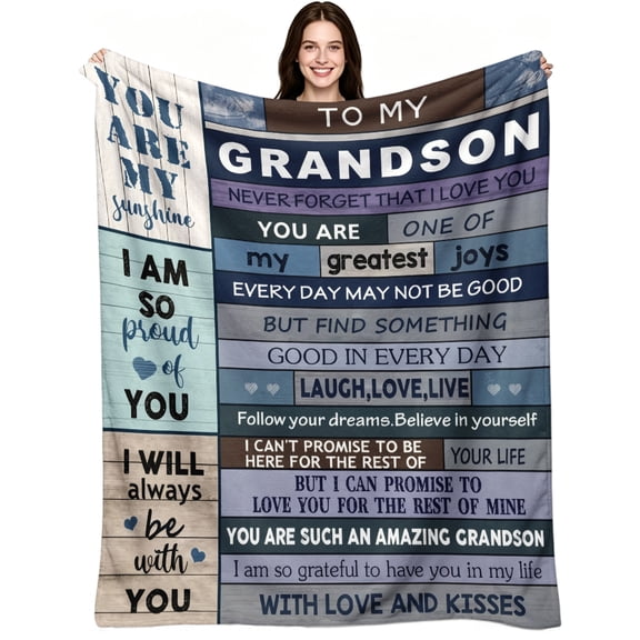 To My Grandson Love Letter Quote, Soft Warm Flannel Fleece, Rustic Sentimental Love, Throw Blanket, Cozy Warm, Home Decor, Couch Bed Sofa, Family Gift