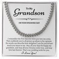 thumbnail image 1 of Grandson Wedding Day Gift, Gift for Groom from Grandma, To My Grandson on His Wedding Day, Heartfelt Gift for Grandson, Cuban Link Chain, Stainless Steel or Yellow Gold, Message Card & Gift Box, 1 of 5