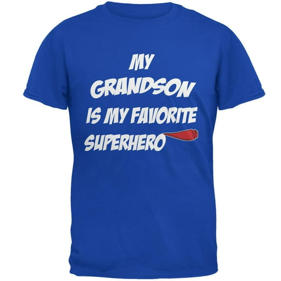 Grandson is My Superhero Royal Adult T-Shirt - Large