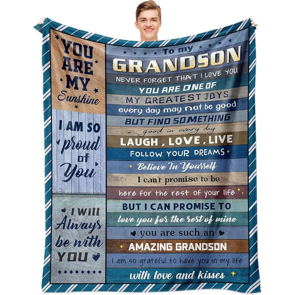Grandsons Gifts from Grandma/Grandpa/Grandparents/Nana, Gifts for Grandsons, Grandson Birthday Graduation Gift, to My Best Grandson Gift Throw Blanket 60"x50"