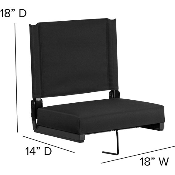 Grandstand Portable Stadium Seat for Bleachers or Benches, Folding Padded Stadium Chair with Carrying Handle, 500 lb. Weight Capacity, Navy