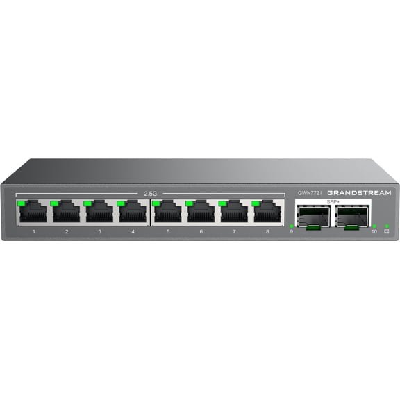 Grandstream GWN7721 | 10-Port Gigabit Ethernet Layer 2 Lite Managed Network Switch | Desktop/Wall-Mount | Metal Design