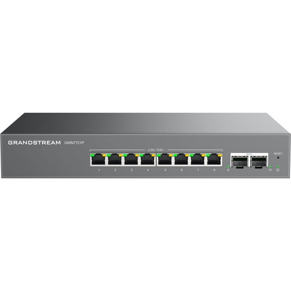 Grandstream GWN7721P | 10-Port Gigabit Ethernet Layer 2 Lite Managed PoE Switch | Desktop/Wall-Mount | Metal Design