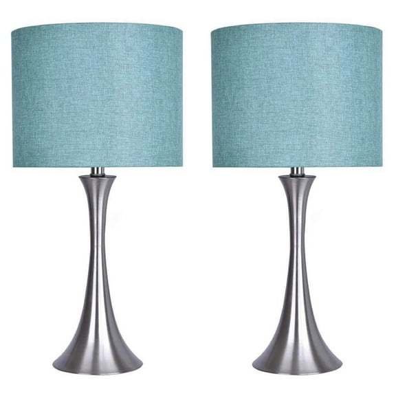 Grandview Gallery 24.25 Inch Tall Modern Table Lamps, Turquoise (Set of 2)