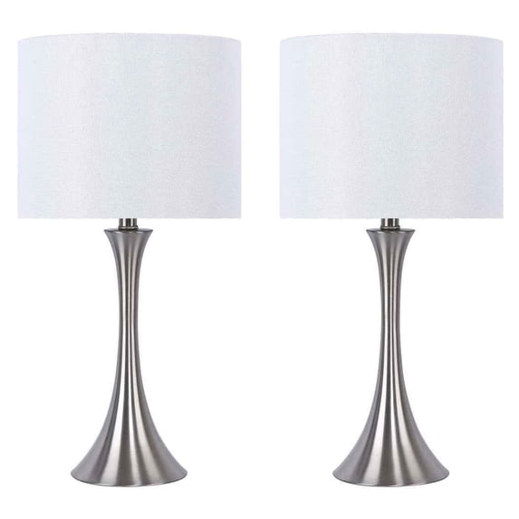 Grandview Gallery 24 Inch Modern Table Lamps, Brushed Nickel (Set of 2)