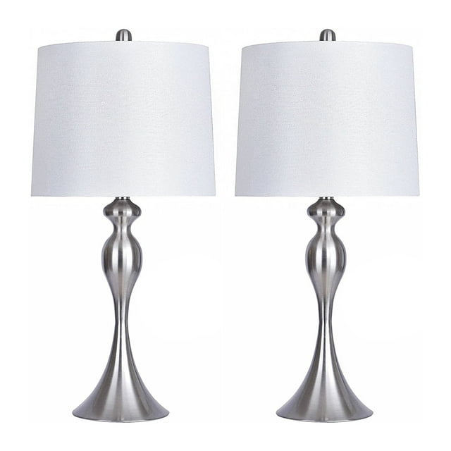 Grandview Gallery 27 Inch Tall Modern Table Lamps, White Linen (Set of