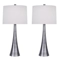 thumbnail image 1 of Grandview Gallery 29.5" Vintage Metal Table Lamp Set Featuring Tapered Curve Design and Natural Linen Drum Shades - Modern Lighting Perfect for Nightstands and End Tables (Set of 2), 1 of 6