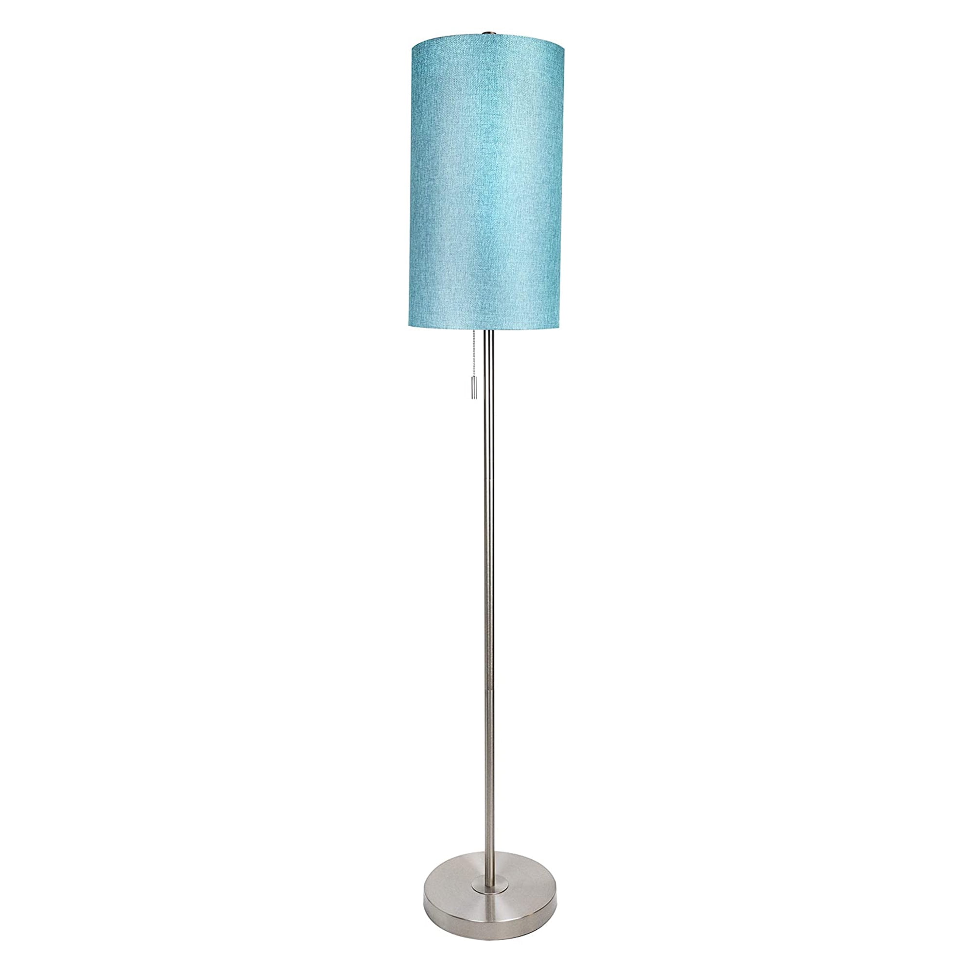 Grandview Gallery 62 In Floor Lamp w/ Turquoise Linen Shade, Brushed