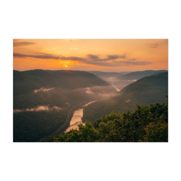 Grandview Sunrise, New River Gorge 02 - Glen Jean West Virginia Photography Unframed Wall Art Print 8 x 12 inches