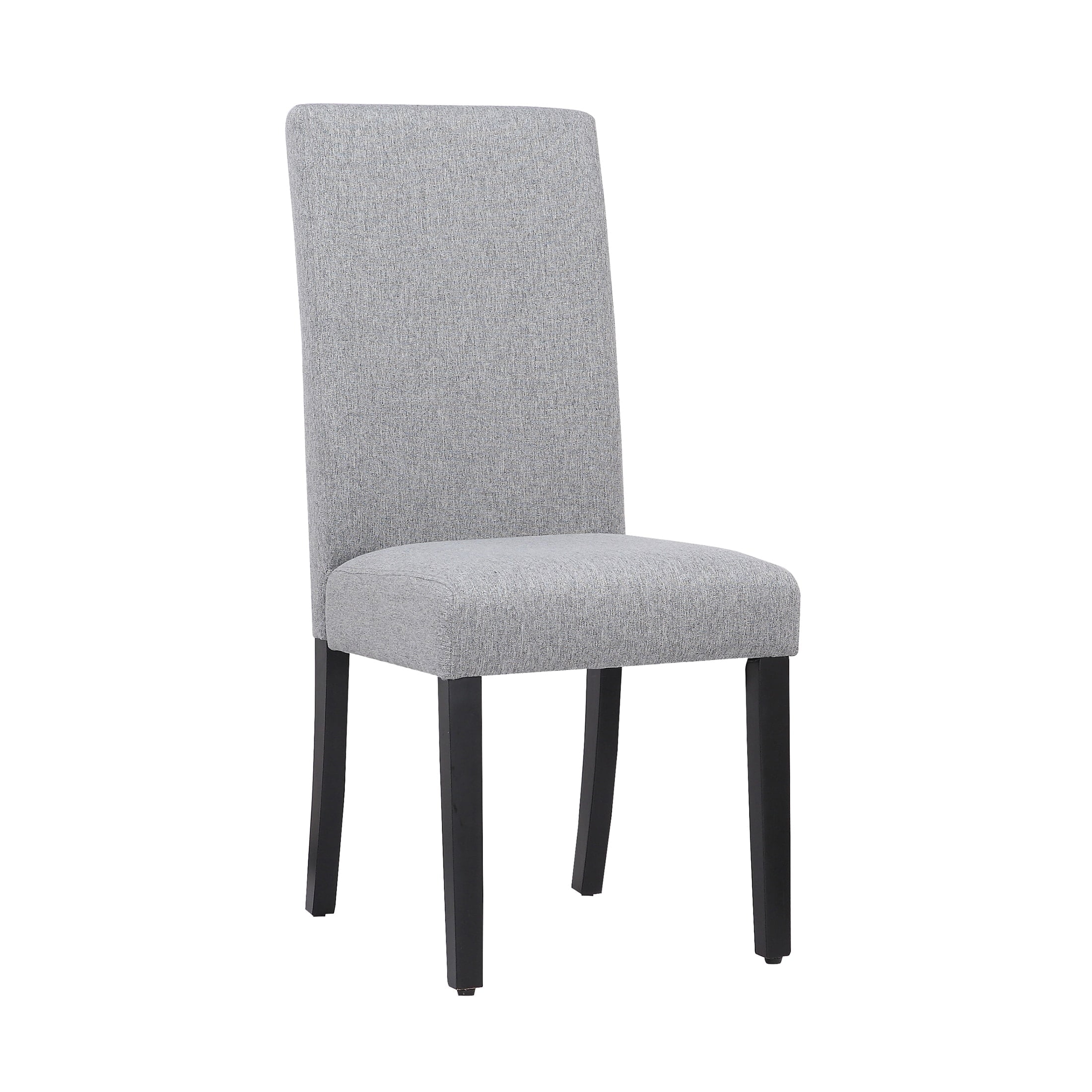 Gray Linen Upholstered Parsons Side Chair with Wood Legs