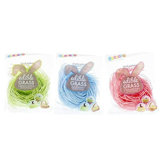 Grandys Candys Edible Easter Basket Grass- Green Apple, Blueberry and Strawberry Flavors