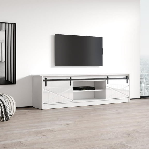 Granero 01 TV Stand for TVs up to 90", Modern High Gloss 79" Entertainment Center, TV Media Console with Storage Cabinets