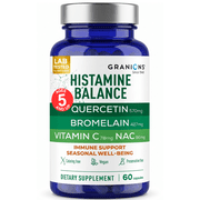 Granions Histamine Balance Complex - Quercetin with Bromelain, NAC - D-Hist Seasonal Histamine Blocker & Immune Support - 60 Vegan Capsules