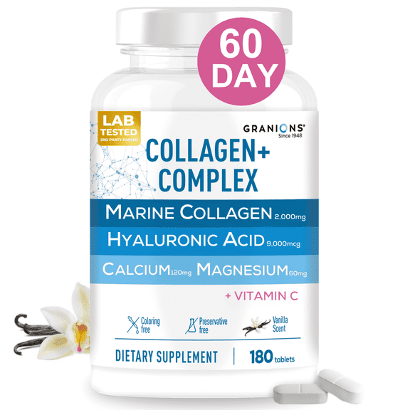Granions Marine Collagen Pills Vanilla, Collagen + Hyaluronic Acid + Vitamin C, 180 Tablets