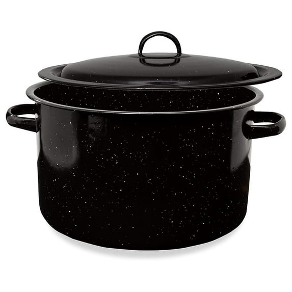 Granite 12 Qt Stockpot, Nonstick Soup Pot With Lid, Speckled Enamel Ware Cookware, Large Stock Pot For Boiling and Cooking, Big Granite Cooking Pot for Stovetop, Campfire, Outdoor Stove