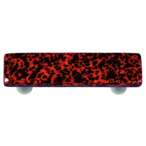 Granite Black & Red Rectangle Glass Cabinet Pull - Aluminum Post