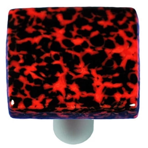 Granite Black & Red Square Glass Cabinet Knob - Aluminum Post