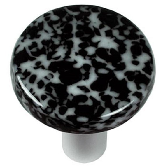 Granite Black & White Round Glass Cabinet Knob - Aluminum Post
