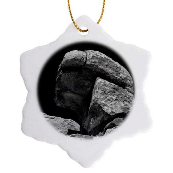 3drose, Granite Boulders, Joshua Tree National Park, California, 3 inch Snowflake Porcelain Ornament