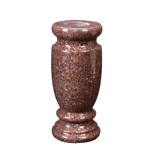 CasaWorks Red Granite Cemetery Vase for Grave Decoration,Heavy Headstone Flower Holder