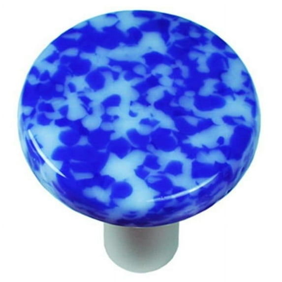Granite Cobalt Blue & White Round Glass Cabinet Knob - Aluminum Post