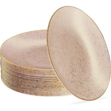 PLASTICPRO Granite Plastic Dinner Plates 10” Elegant Plastic Plates Party Supplies, 30-Pack
