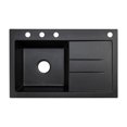 thumbnail image 1 of Granite Composite 31" Drop in with Drainboard Single Bowl Kitchen Sink Delux Right-4 Holes, Black, 1 of 5