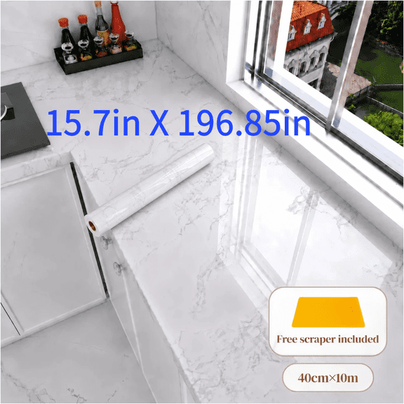 Marble Contact Paper Peel Stick Wallpaper Waterproof Heat Resistant Vinyl Countertop Wrap 15.74 x 196.85 In Wallpaper Marble Vinyl for Kitchen Bathroom Table