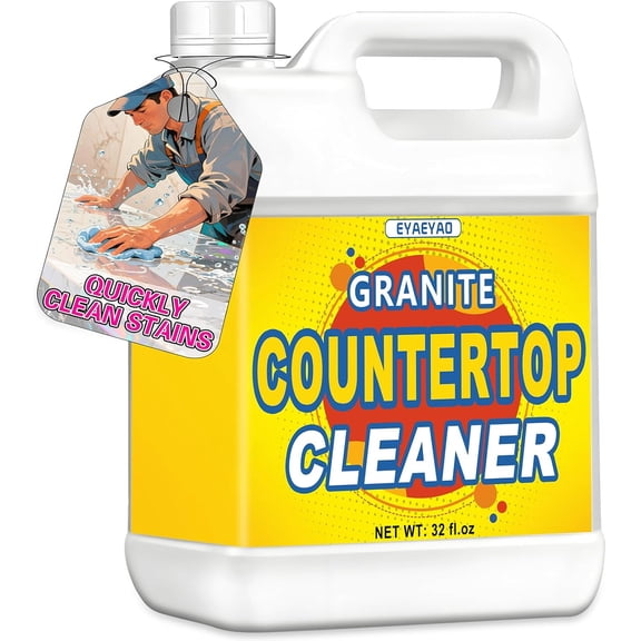 Granite Countertop Cleaner | 32 OZ Marble Cleaner | Powerful Stone Cleaners | Watermarks, Oil, Scratches & Etching Remover | Stain Remover For Granite, Stone, Quartz, Tile, Terrazzo (2 LB)