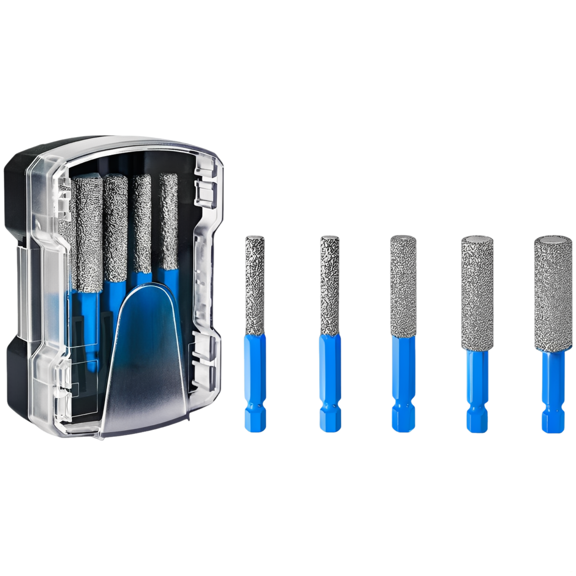 Granite Diamond Drill Bit Set, Blue, For Hard Tiles, Hex Shank for Versatile Drilling and Milling, All-Sand Dry Drilling Bits for Ceramic, Glass, Porcelain, Marble