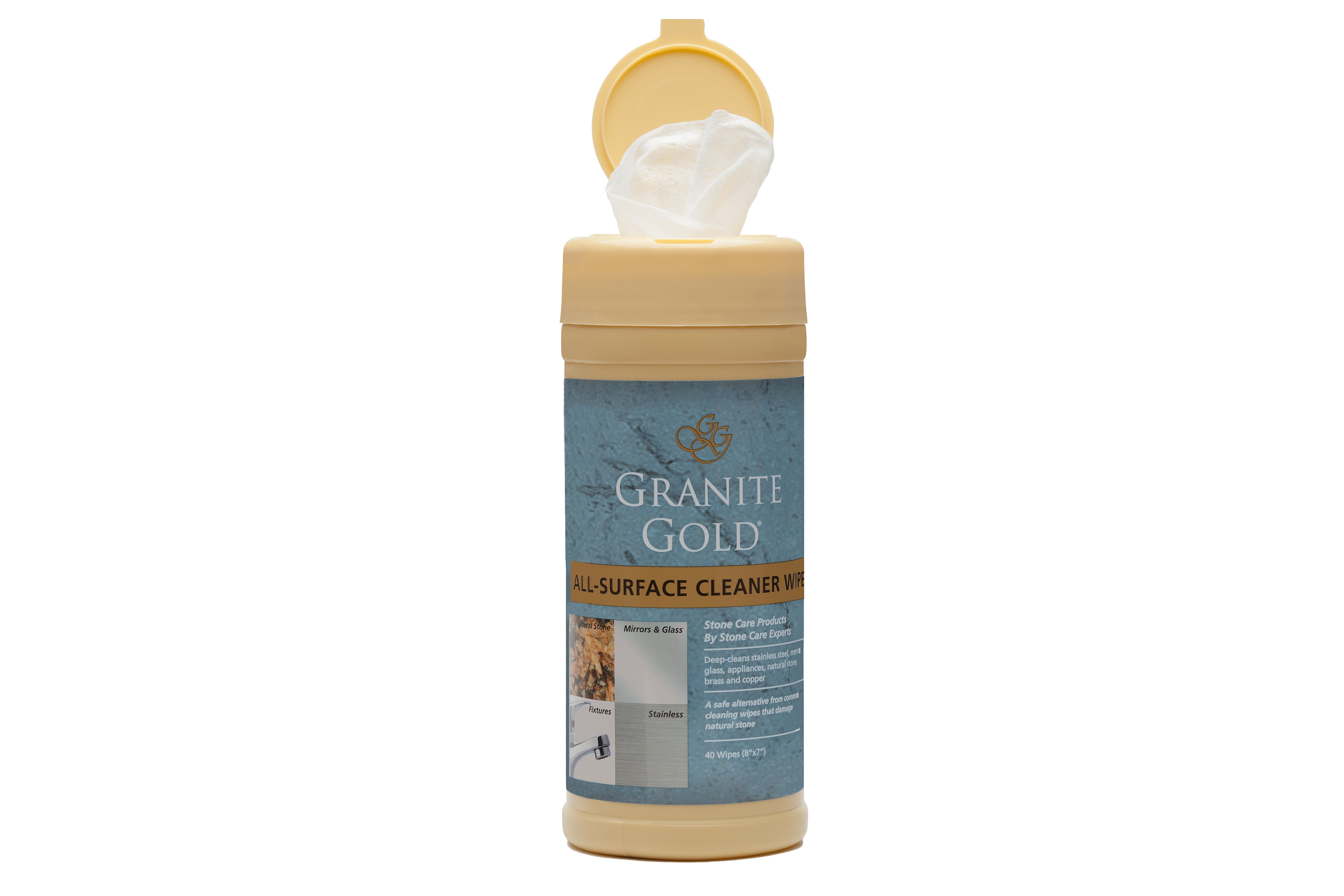 Granite Gold All-Surface Wipes, 40 ct, Streak-Free All-Purpose Cleaner Wipes for Glass, Stainless Steel and More