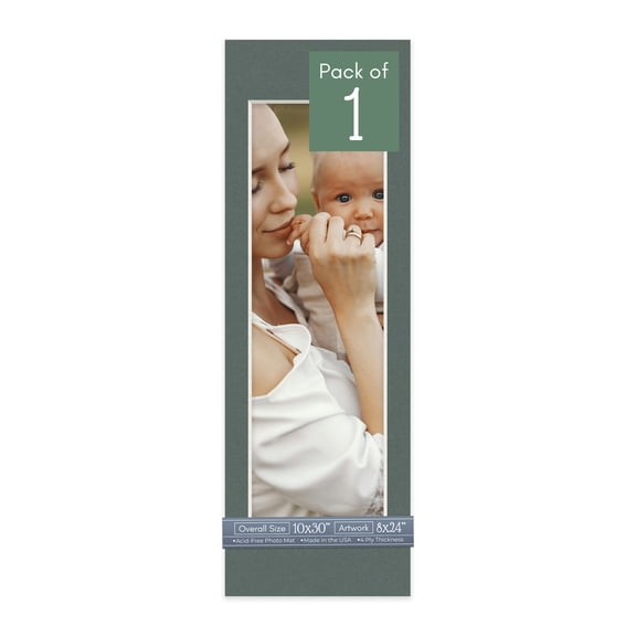 Granite Gray Picture Frame Mat for 10x30 Frames - Fits 8x24 Photos - 1 Mat