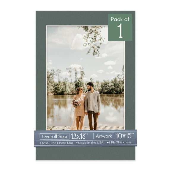 Granite Gray Picture Frame Mat for 12x18 Frames - Fits 10x15 Photos - 1 Mat