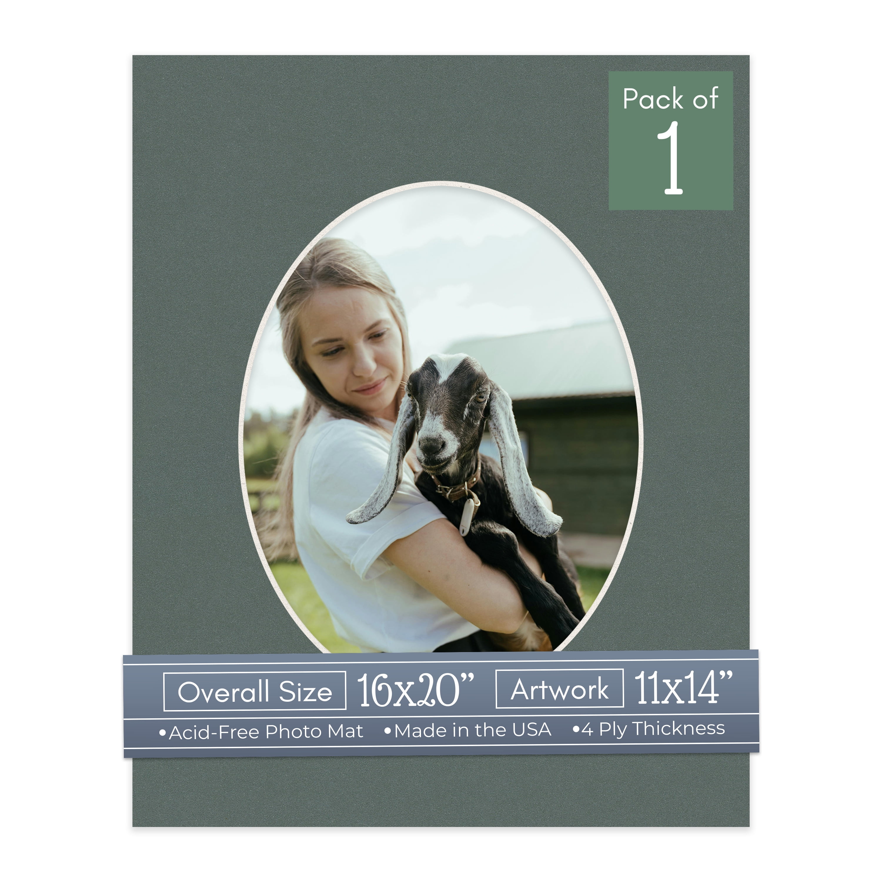 Granite Gray Picture Frame Mat for 16x20 Frames - Oval Opening for ...