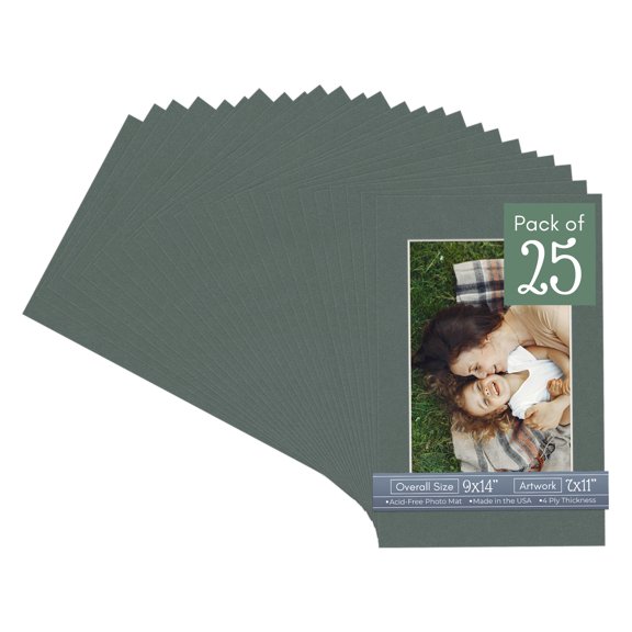 Granite Gray Picture Frame Mat for 9x14 Frames - Fits 7x11 Photos - 25 Mats