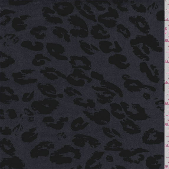 Granite Grey Leopard Print Stretch Twill, Fabric Sold By the Yard