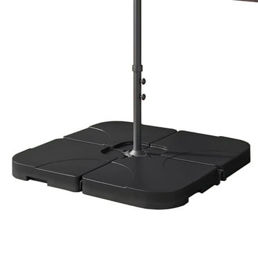 Maypex 130 lbs Outdoor Cantilever Patio Umbrella Base Offset Umbrella Stand, 4-Piece Square Fillable HDPE Plates for Garden Backyard Poolside in Black