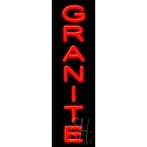 Granite LED Neon Sign 8" Tall x 27" Wide - inches Black Square Cut Acrylic Backing, with Dimmer - Premium built indoor Sign for Storefront, Store interior, Exhibition, Decor.