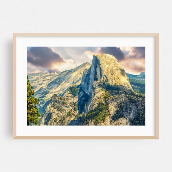 Granite Majesty - California Photography Mountain Landscape Nature Scenic Travel Poster Forest Sunset Oak Framed Wall Art Print 5 x 7 inches