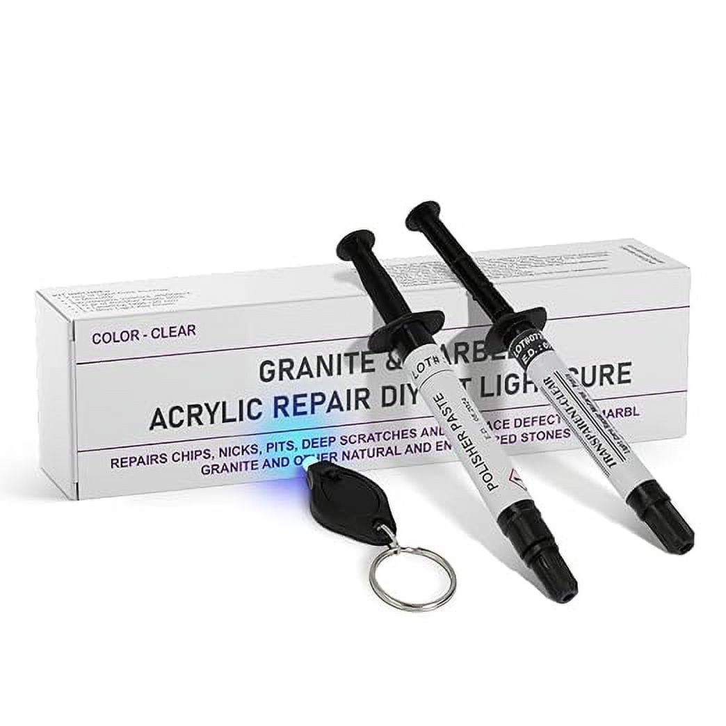Granite, Marble, Quartz & Acrylic Repair Kit (Clear/Transparent) Suitable for Most Repairs I