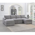 thumbnail image 1 of Granite Morgan Fabric Plush Cushion Couch 6pc Modular Sectional Set 2x Corner Wedge 2x Armless Chairs 2x Ottoman Living Room, 1 of 9