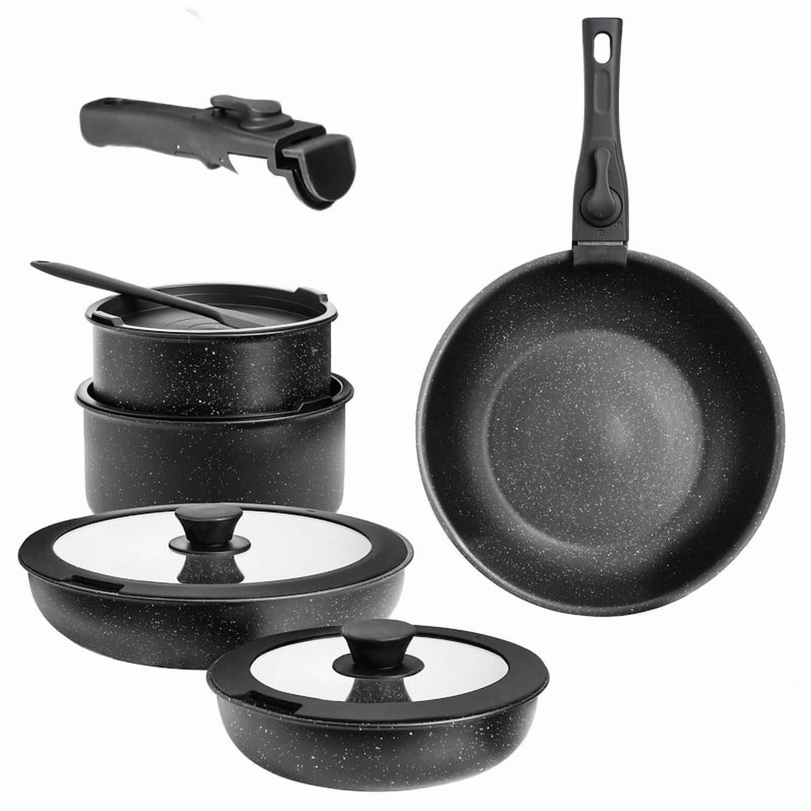 Simple Cookware Granite Non-Stick 12-Piece Cookware Set with Removable Handle – Healthy ...