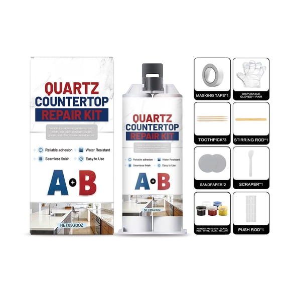 Granite and Quartz Countertop Repair Kit,Seamless Finish for Mable Fix,Strong Bond,Quickly Fix Cracks Ceramic Corian Bathtub Sink Toilet Dents Holes Scratchs,Ideal for Porcelain,Tile,Sink Crack