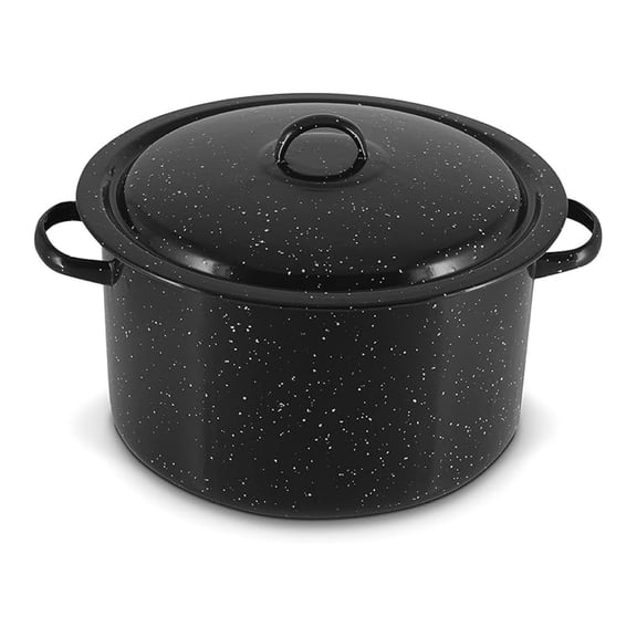Granite Roasting Pans, Black (12 QT Stock and Stew Pot with Lid)