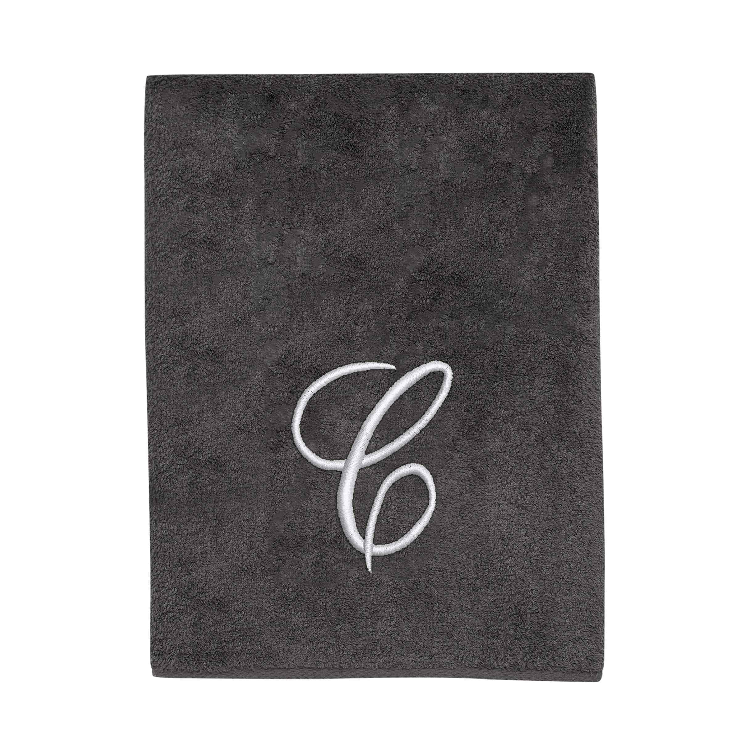 Avanti Linens  Granite/Silver Script Monogram Bath Towel Letter C - Bath Towel
