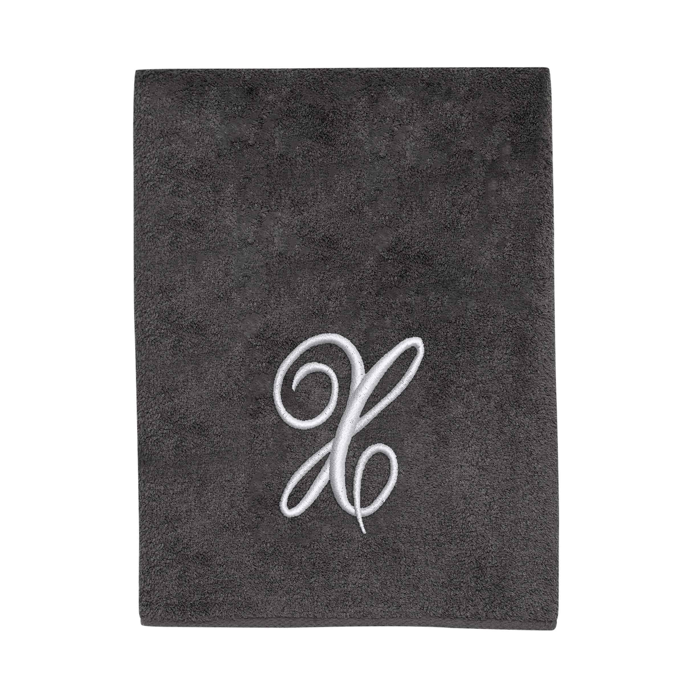 Avanti Linens  Granite/Silver Script Monogram Bath Towel Letter X - Bath Towel