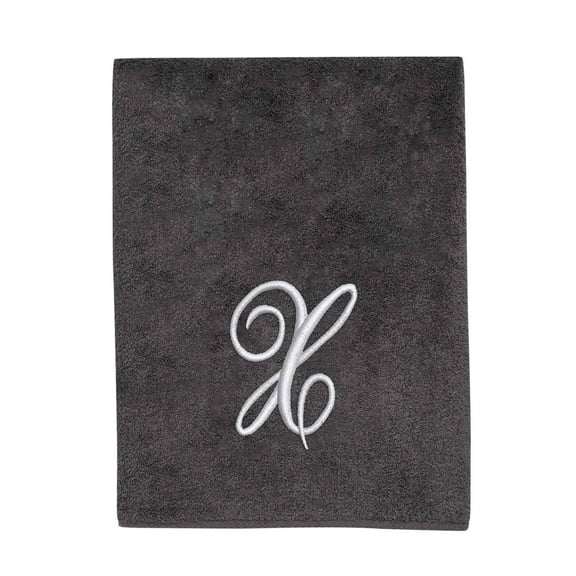 Avanti Linens Granite/Silver Script Monogram Bath Towel Letter X - Bath Towel